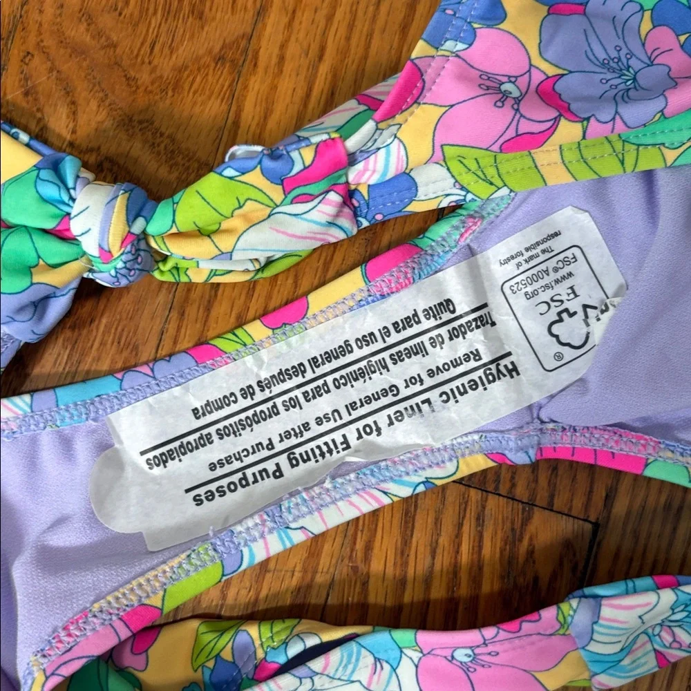 California Waves Side Tie Floral Bikini top size XL‎ NWT